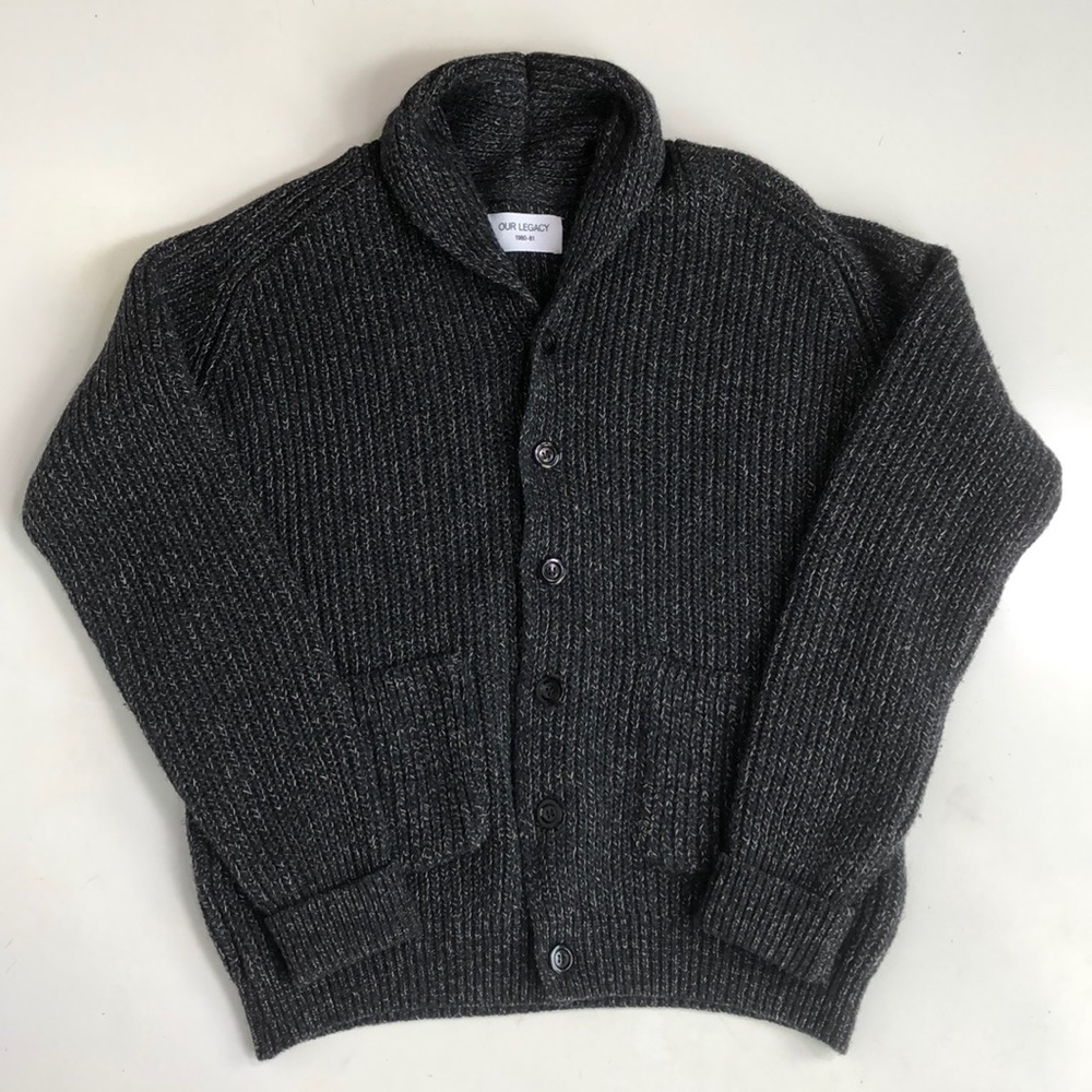 SOLD Our Legacy Shawl Collar Cardigan Grey Tweed - Picture 2 of 6